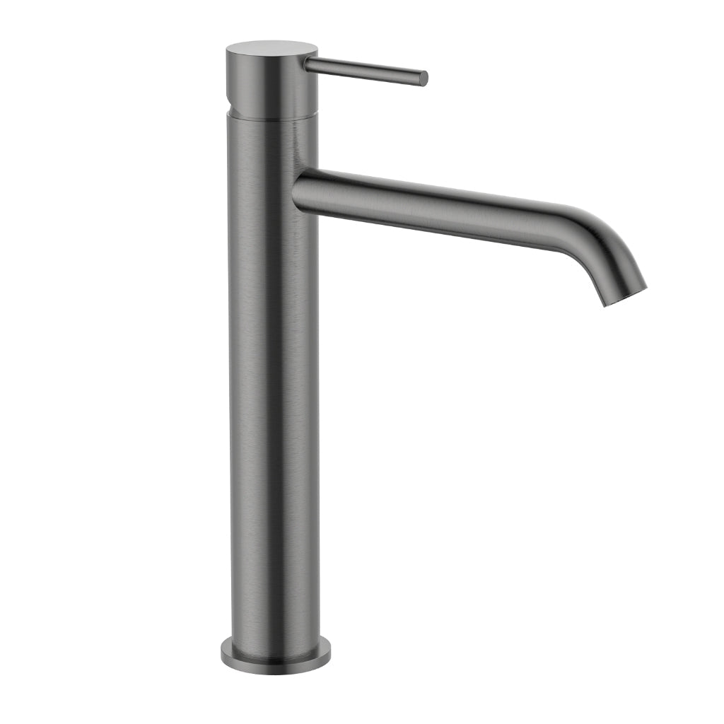 Calla Gun Metal Tall Round Basin Mixer Tap Bundle