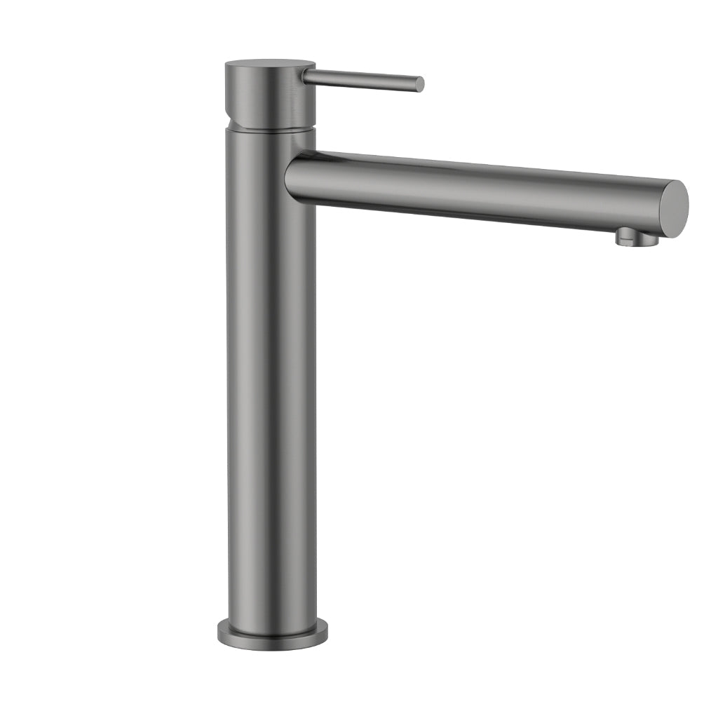 Calla Gun Metal Tall Rounded Square Basin Mixer Tap Bundle