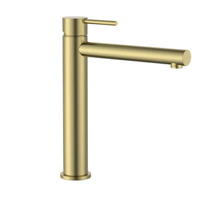 Calla Brushed Gold Tall Rounded Square Basin Mixer Tap Bundle