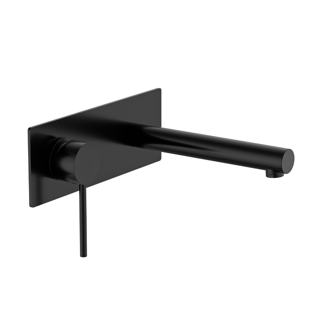 Calla Matt Black Round Square Basin Wall Mixer with Plate Bundle