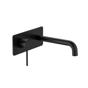 Calla Matt Black Round Basin Wall Mixer with Plate Bundle