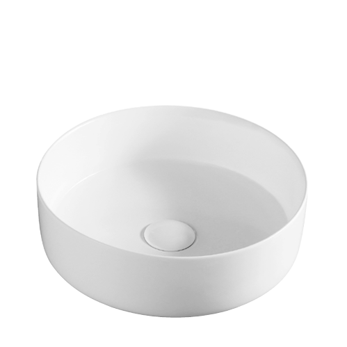 400x400x130mm Round Above Counter Matte White Ceramic Basin