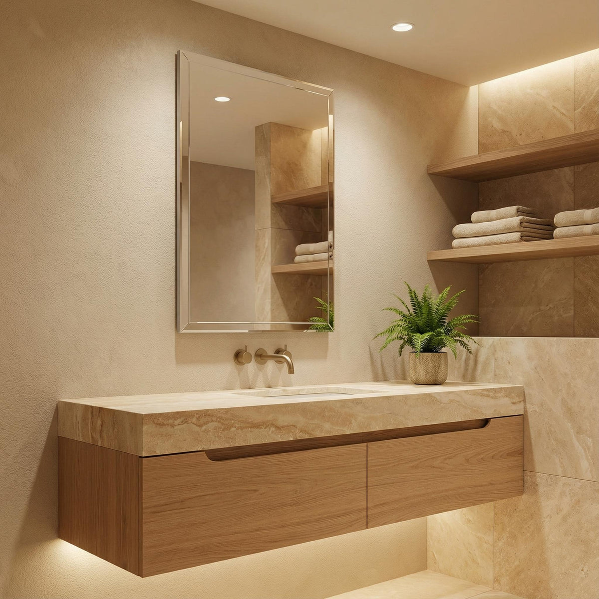 Square 600/900*750mm Pencil Edge Bathroom Mirror Wall Mounted (Horizontal/Vertical Installation)