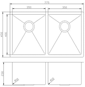 Calla 7745 Large Double Bowl Stainless Steel Sink