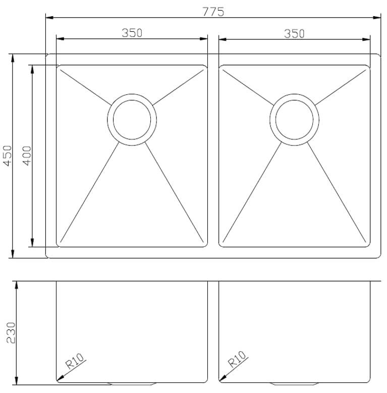 Calla 7745 Large Double Bowl Stainless Steel Sink