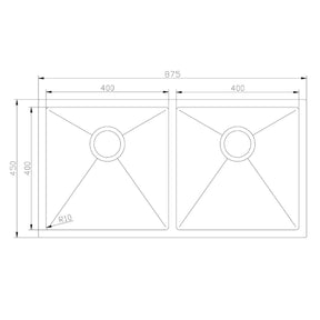 Calla 8745 Large Double Bowl Sink Stainless Steel Sink