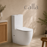 Calla Round 660 Back to Wall Rimless Tornado Toilet Suite – Gloss White