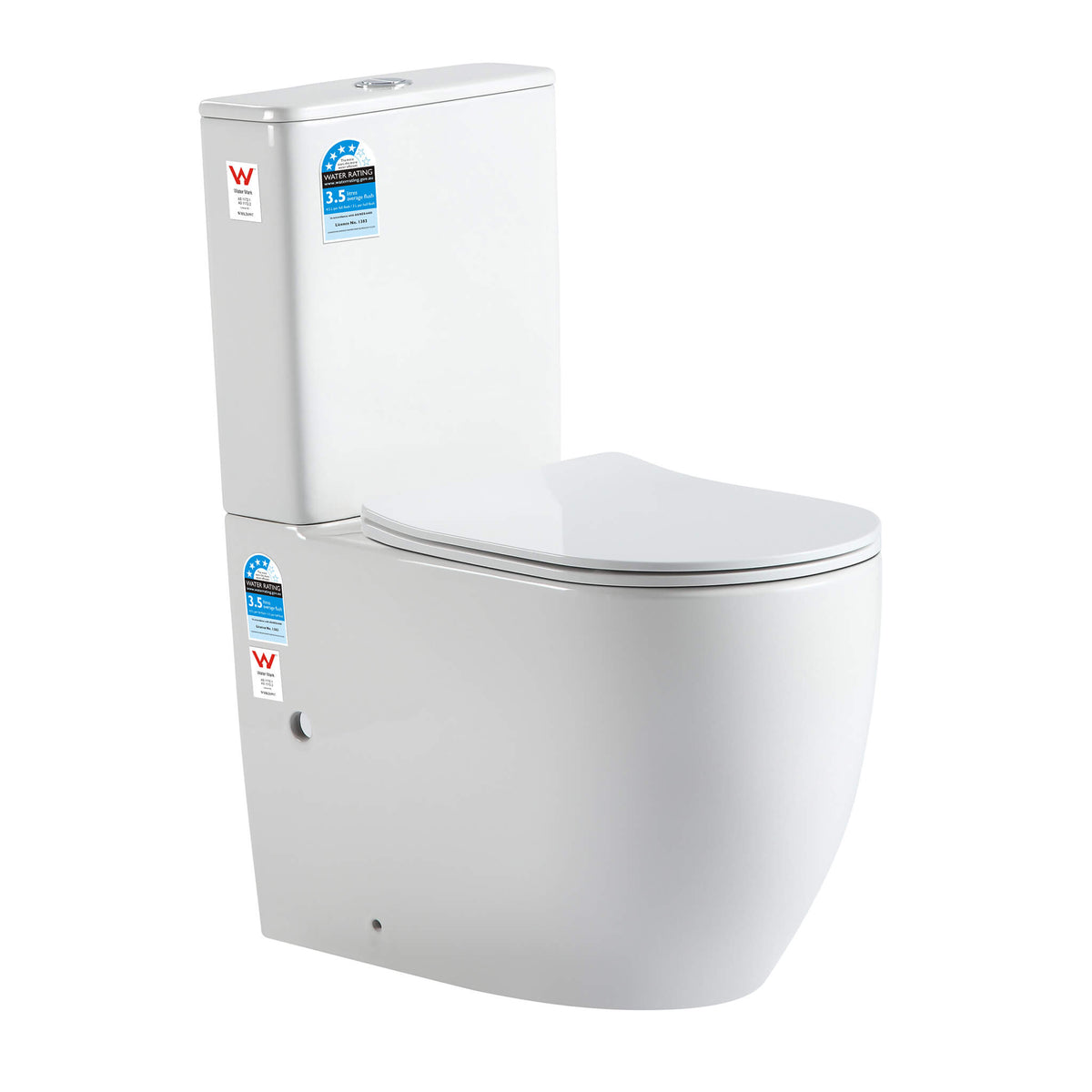 Calla Round 660 Back to Wall Rimless Tornado Toilet Suite – Gloss White