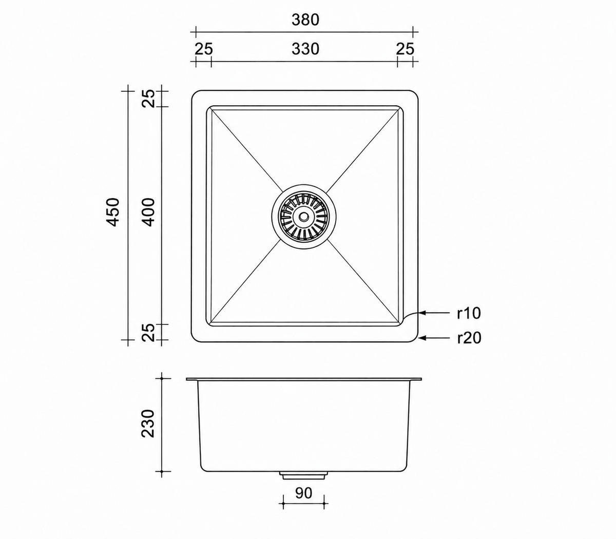 Calla 3845 Mini Single Bowl Stainless Steel Sink