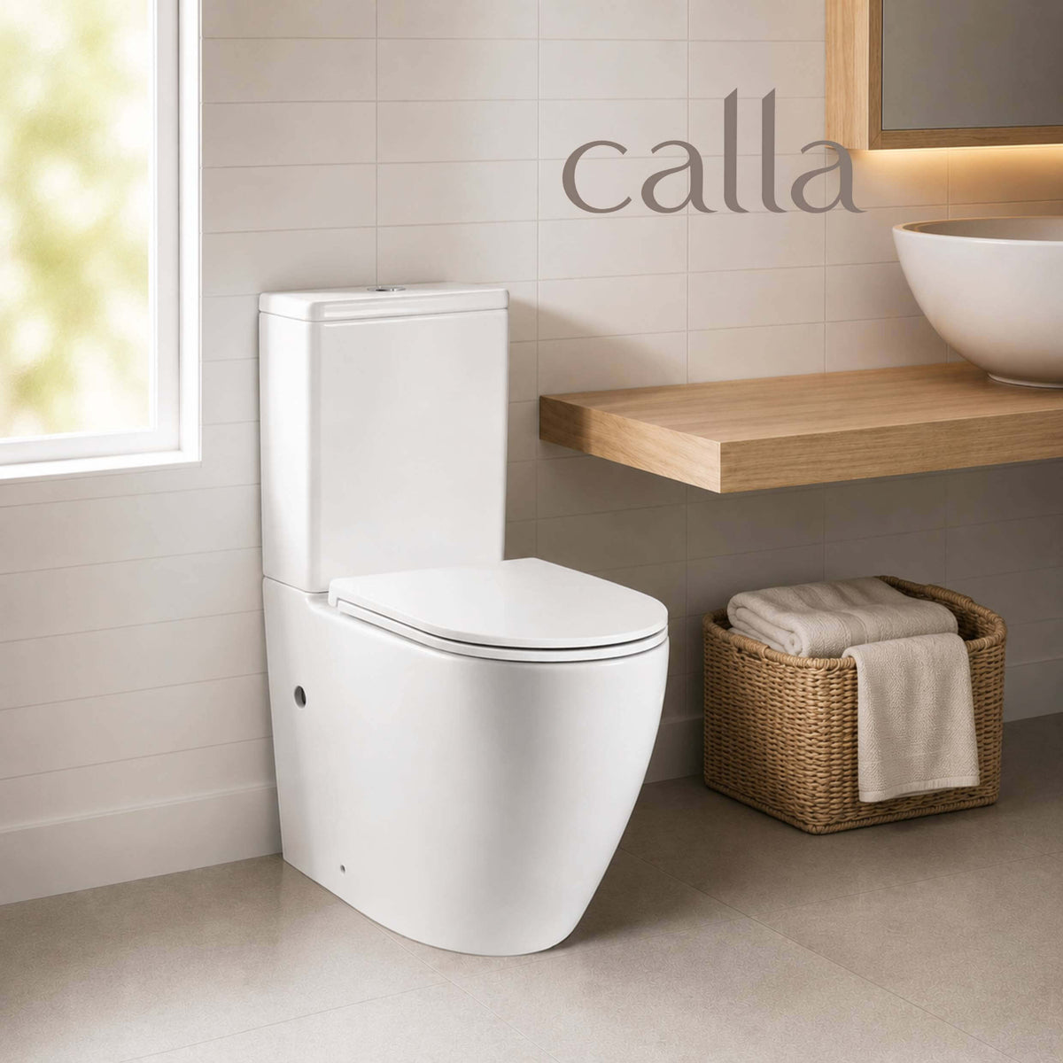 Calla 615 Compact Back to Wall  Rimless Toilet Suite  – Gloss White
