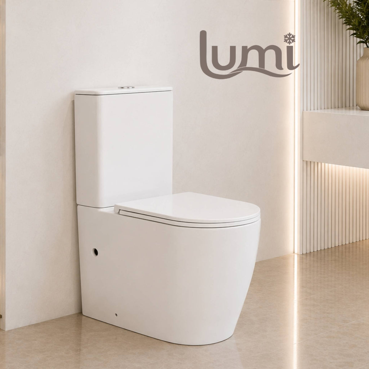 Lumi 665 Back to Wall Rimless Tornado Toilet Suite in gloss white
