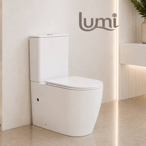 Lumi 665 Back to Wall Rimless Tornado Toilet Suite in gloss white