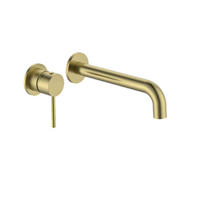 Calla Brushed Gold Round Basin Wall Mixer Bundle