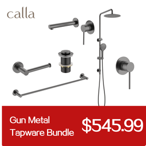 Calla Gun Metal Round Square Basin Wall Mixer Bundle