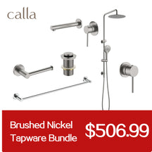 Calla Brushed Nickel Round Square Basin Wall Mixer Bundle