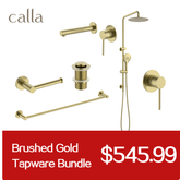 Calla Brushed Gold Round Square Basin Wall Mixer Bundle