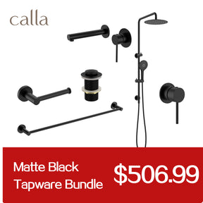 Calla Matt Black Round Square Basin Wall Mixer Bundle