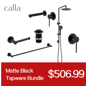 Calla Matt Black Round Square Basin Wall Mixer Bundle