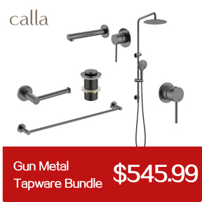 Calla Gun Metal Round Square Basin Wall Mixer Bundle