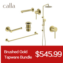 Calla Brushed Gold Round Square Basin Wall Mixer Bundle