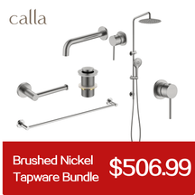 Calla Brushed Nickel Round Basin Wall Mixer Bundle