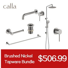 Calla Brushed Nickel Round Basin Wall Mixer Bundle