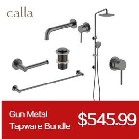 Calla Gun Metal Round Basin Wall Mixer Bundle