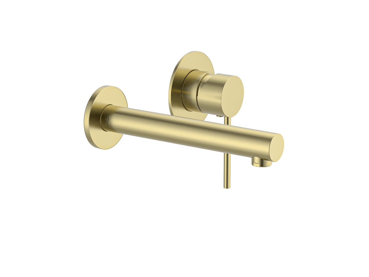 Calla Brushed Gold Round Square Basin Wall Mixer Bundle