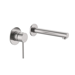 Calla Brushed Nickel Round Square Basin Wall Mixer Bundle