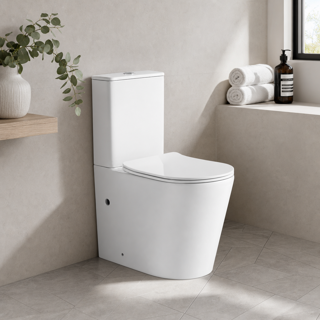 Canterbury 660 Back to Wall Rimless Tornado Toilet Suite – Gloss White