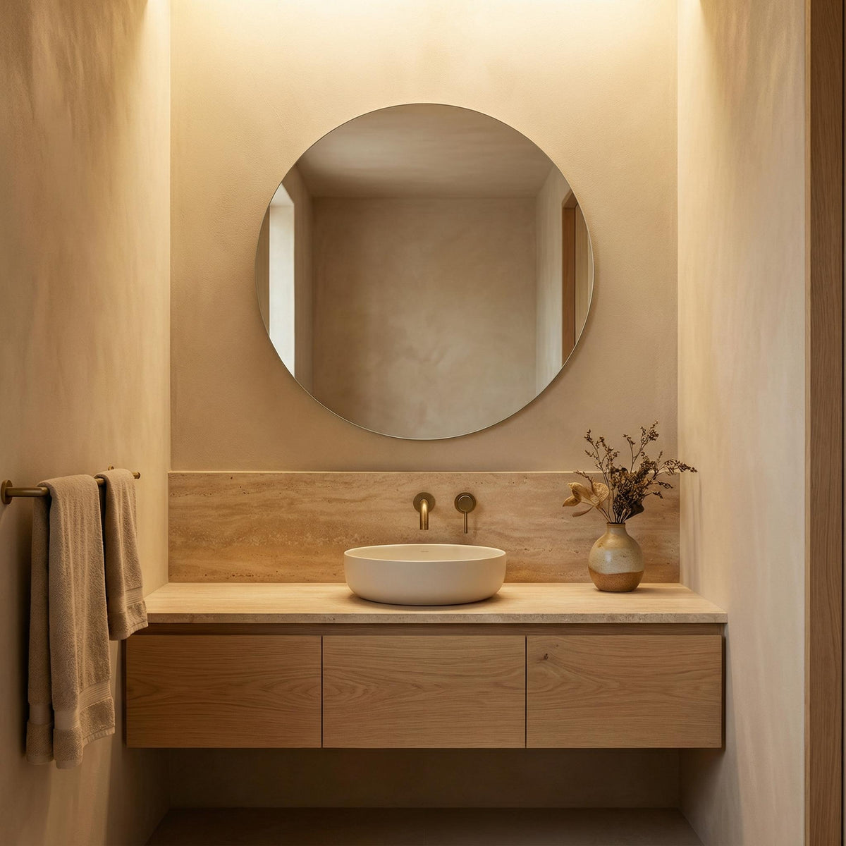 Round 600/800mm Pencil Edge Bathroom Mirror Wall Mounted