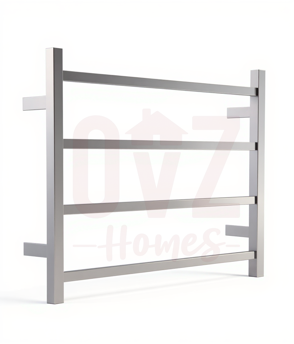 Square Stainless Steel Electric Heated Towel Rack 4 Bars, Multiple Colours Available