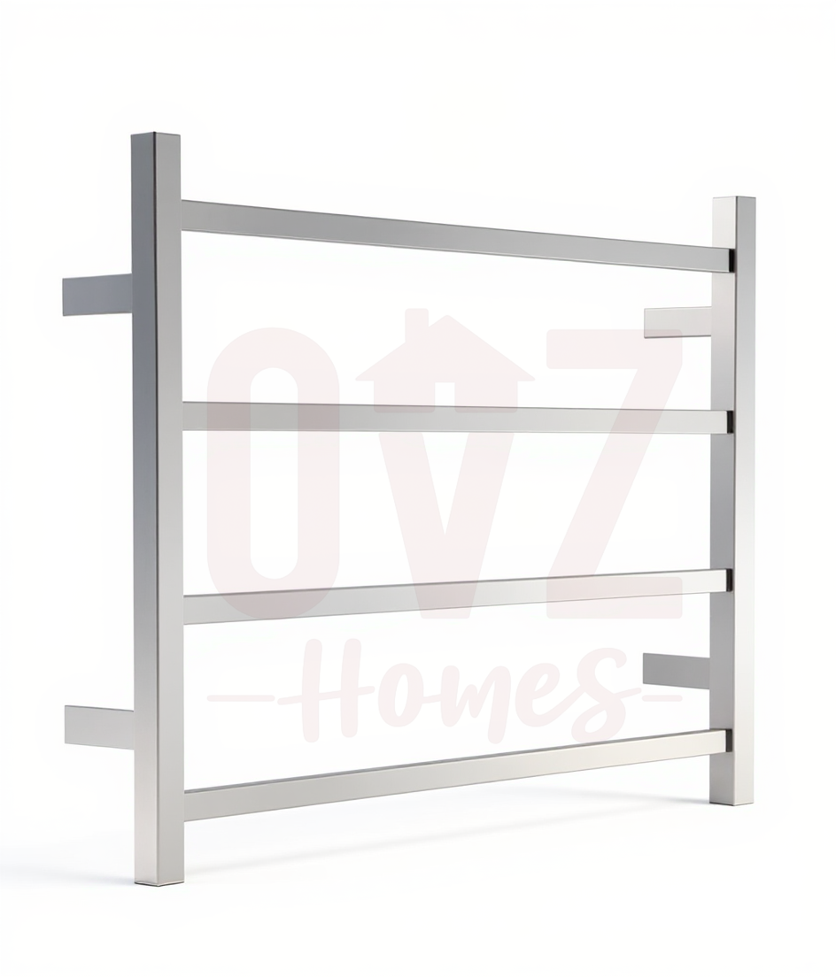 Square Stainless Steel Electric Heated Towel Rack 4 Bars, Multiple Colours Available