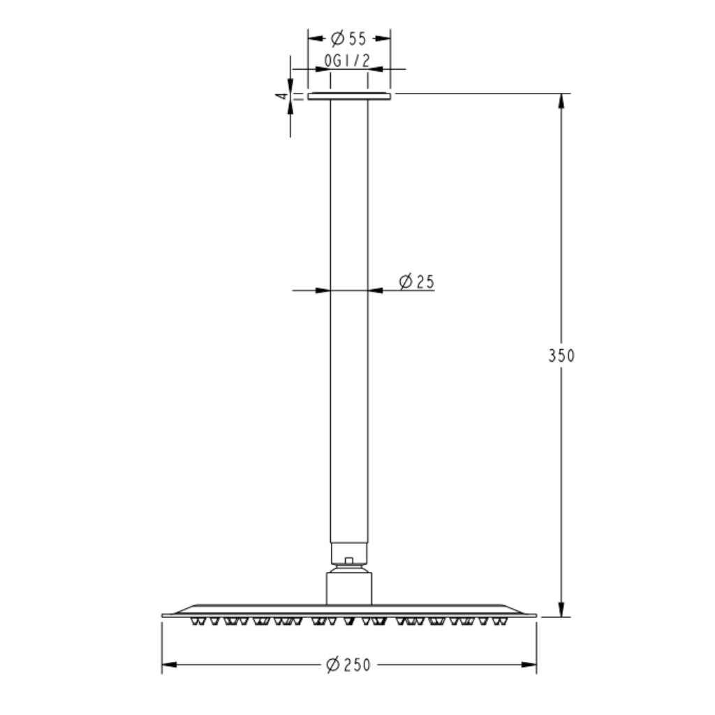 Calla Ceiling Mounted Rain Shower Head Set