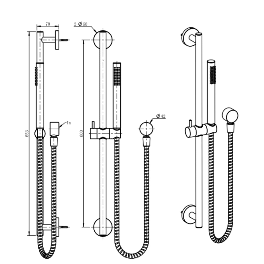 Calla Straight Handheld Shower with Wall Bracket