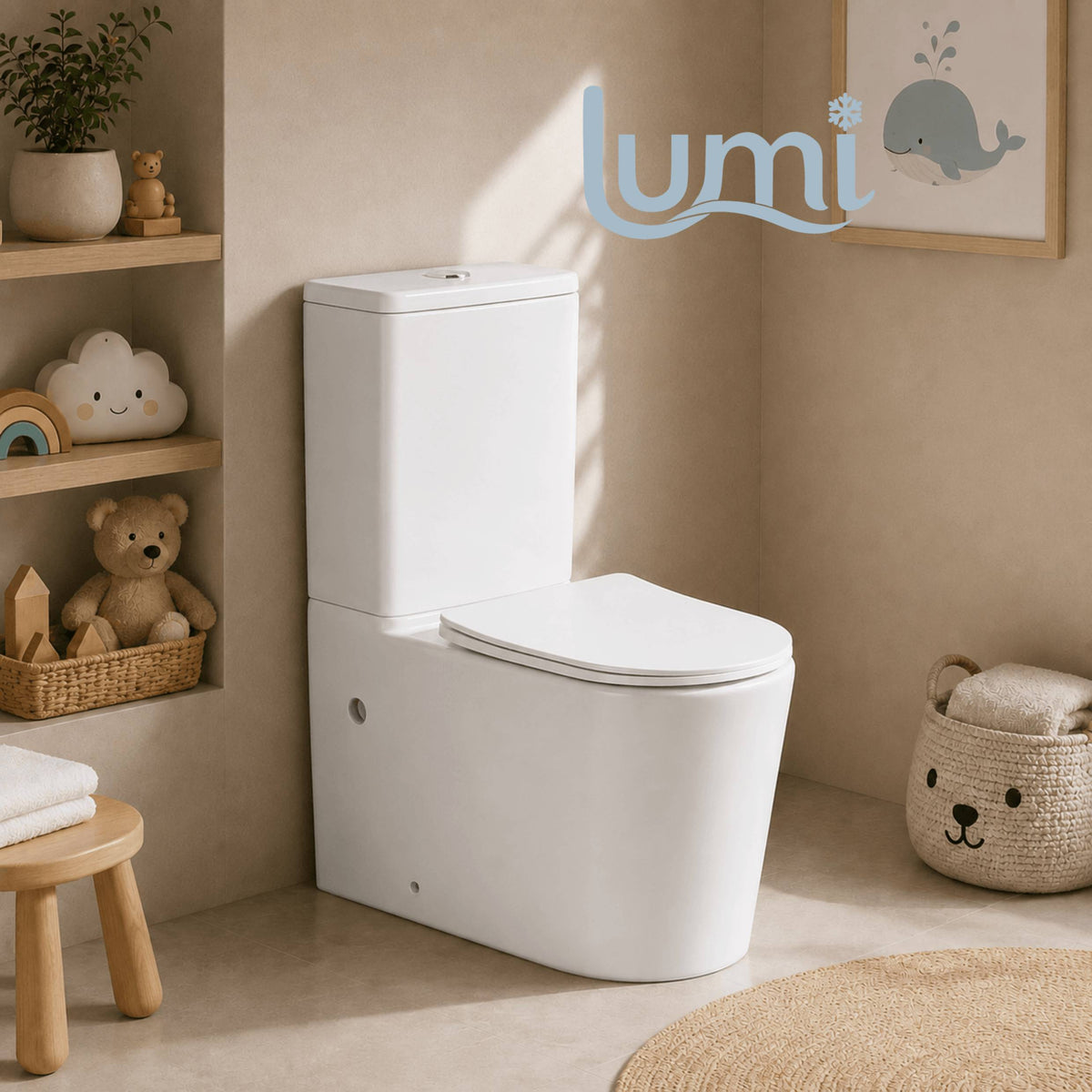 Lumi Junior Back to Wall Rimless Tornado Flush Toilet Suite