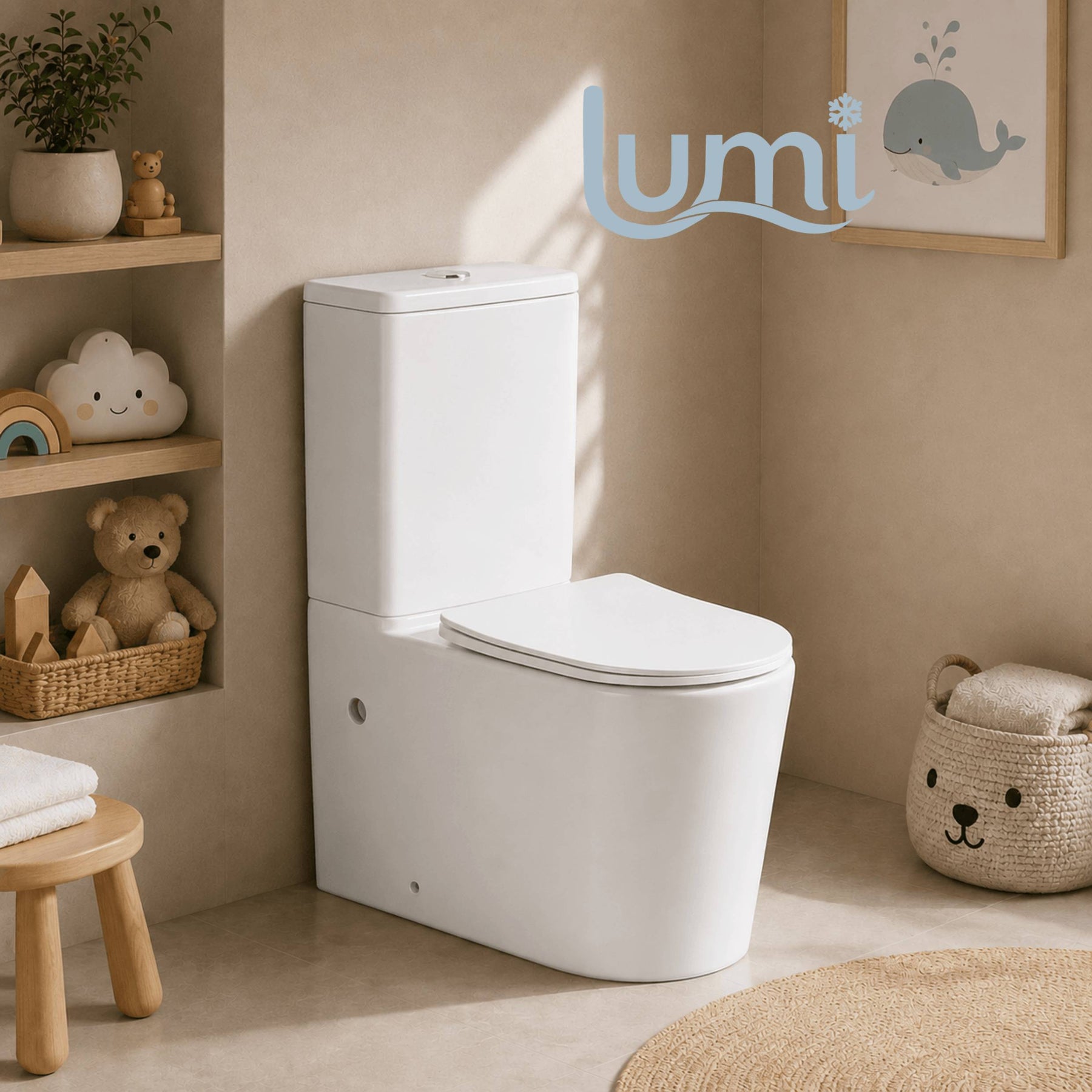 Lumi Junior Back to Wall Rimless Tornado Flush Toilet Suite