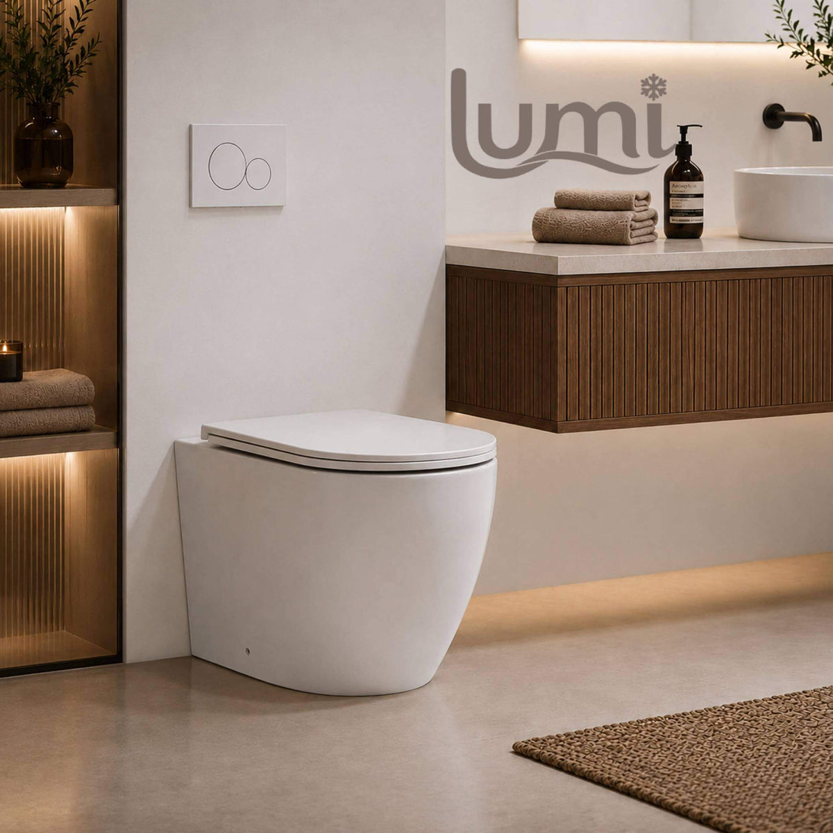 Lumi 560 In-Wall Rimless Tornado Toilet in gloss white