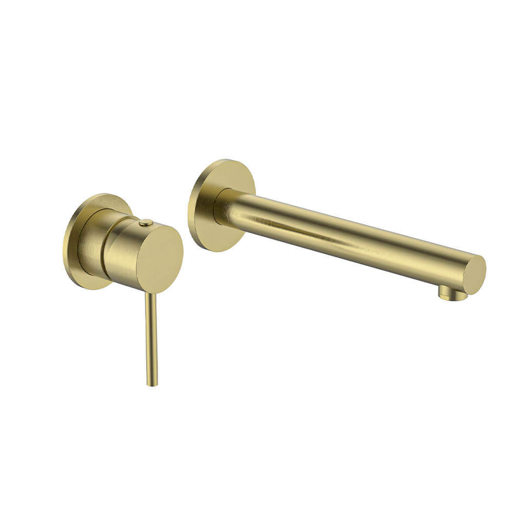 Calla Brushed Gold Round Square Basin Wall Mixer Bundle