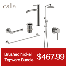 Calla Brushed Nickel Tall Round Basin Mixer Tap Bundle