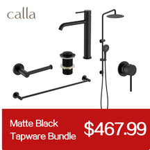 Calla Matt Black Tall Round Basin Mixer Tap Bundle