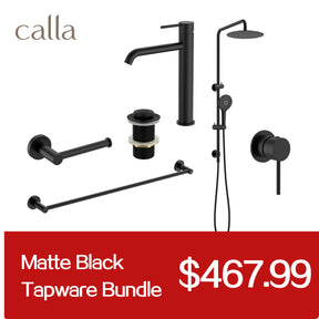 Calla Matt Black Tall Round Basin Mixer Tap Bundle